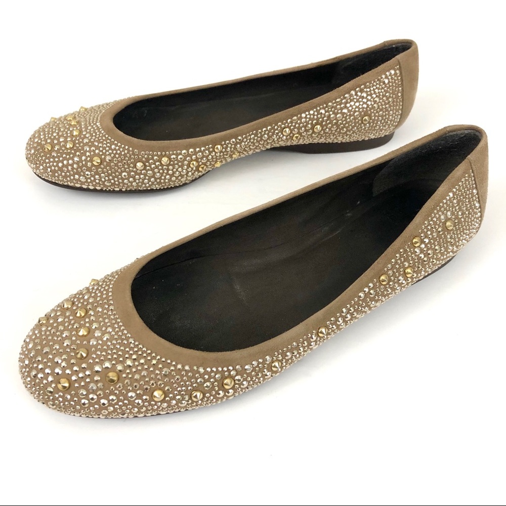 Stuart Weitzman Nubeads Studded Suede Ballet Flats